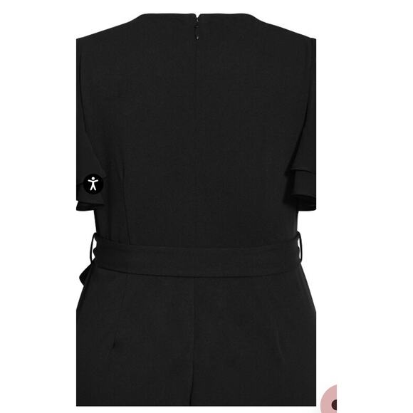 City Chic Plus Size Flutter Sleeve Wide Leg Jumpsuit Black Size Large 20 - Picture 5 of 11
